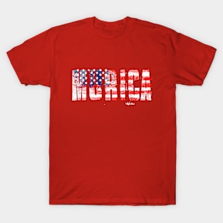 Murica Distressed Flag Word Art T-Shirt